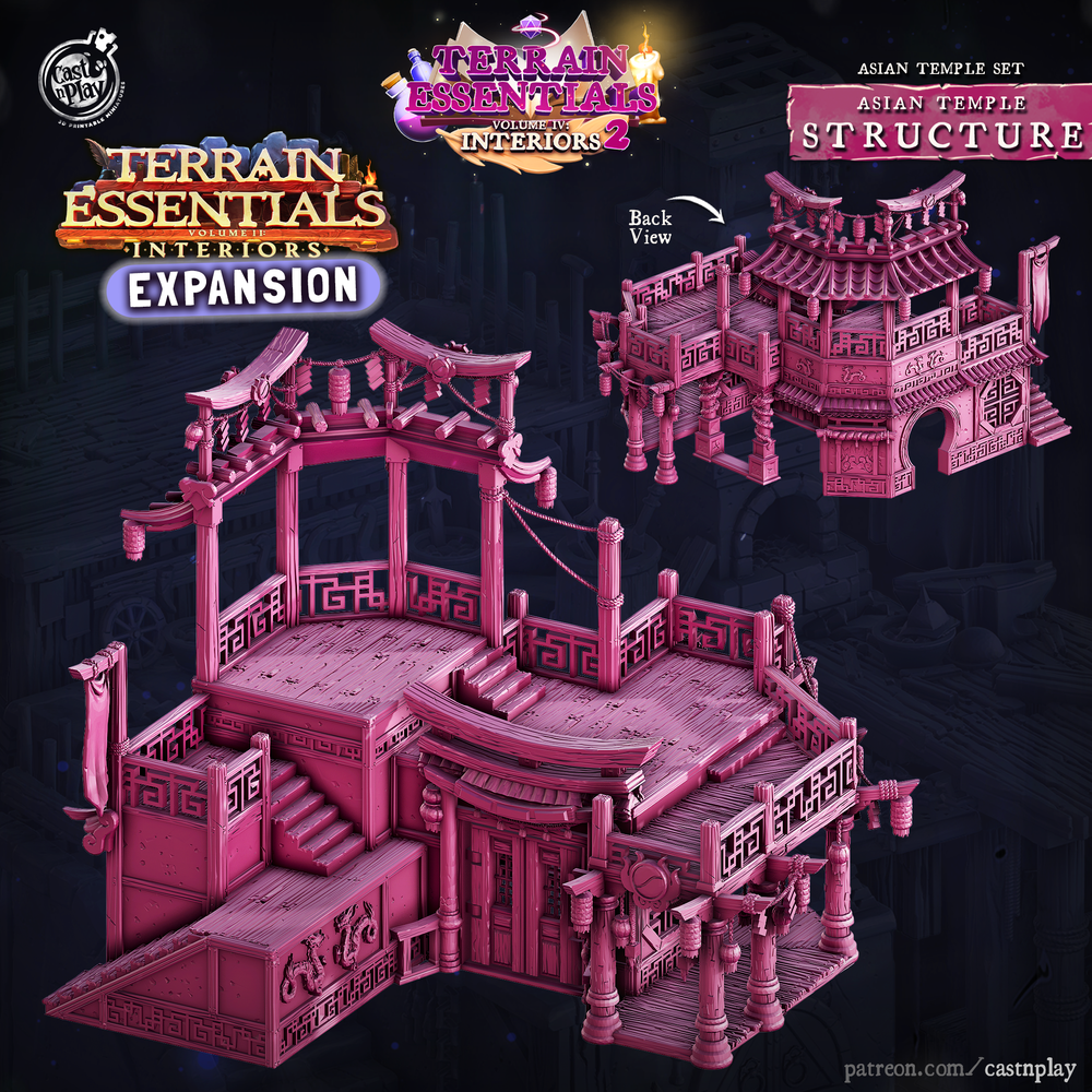 3D Printed Cast n Play Asian Temple Set Structure 28mm 32mm D&D (Online Only)