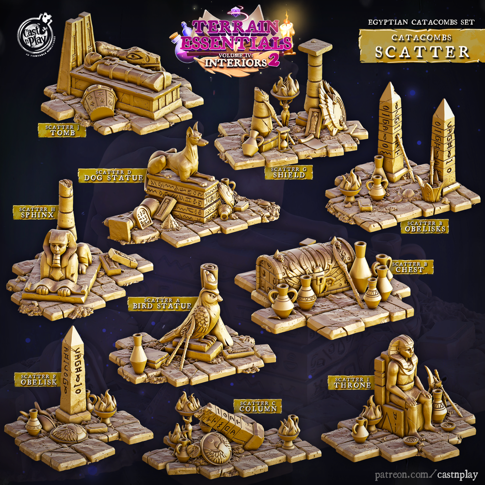 3D Printed Cast n Play Egyptian Catacombs Scatter Terrain Set 32mm D&D (Online Only)