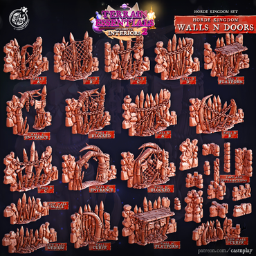 3D Printed Cast n Play Horde Kingdom Walls and Doors Set 28mm 32mm D&D (Online Only)