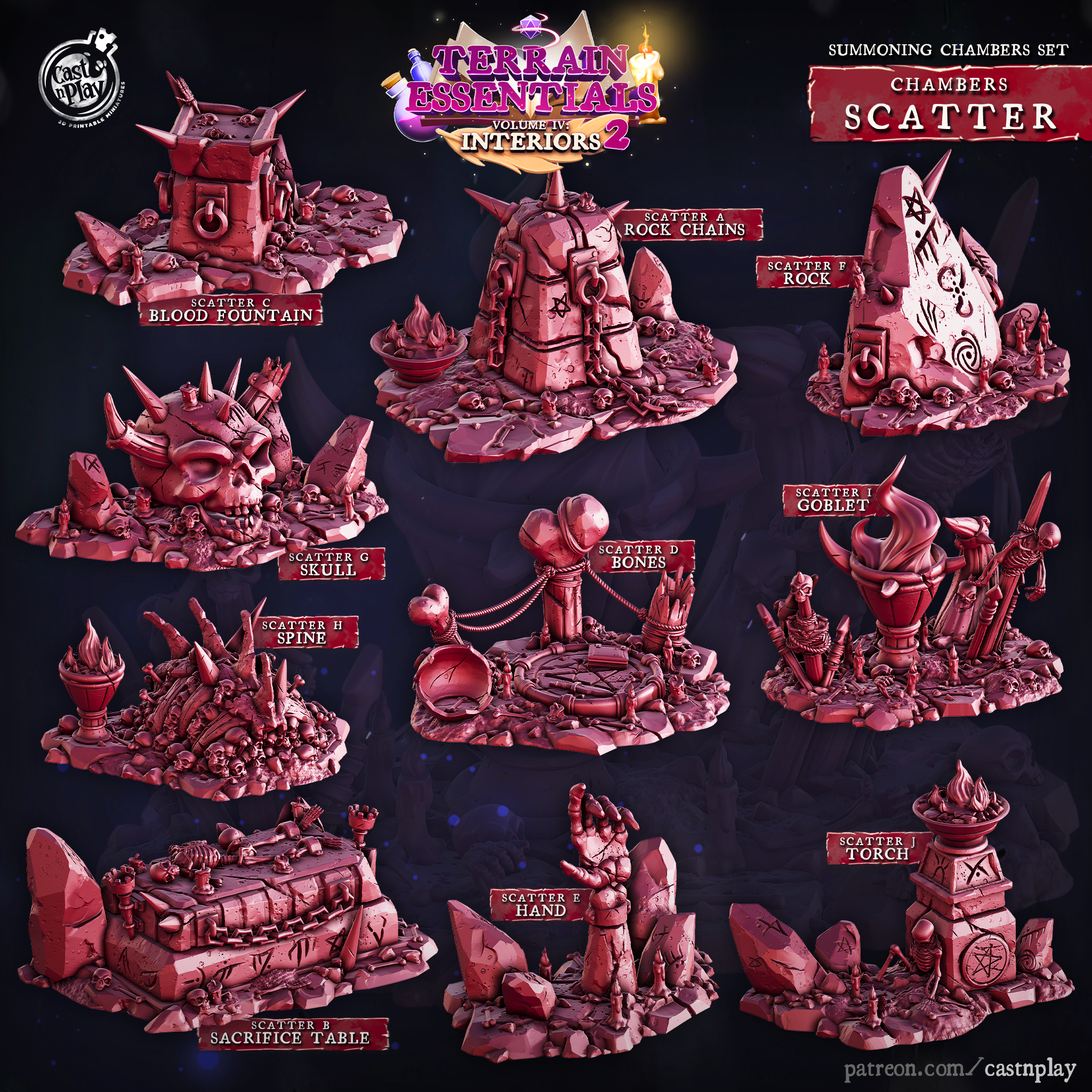 3D Printed Cast n Play Summoning Chambers Scatter Terrain Set 28mm 32mm D&D (Online Only)