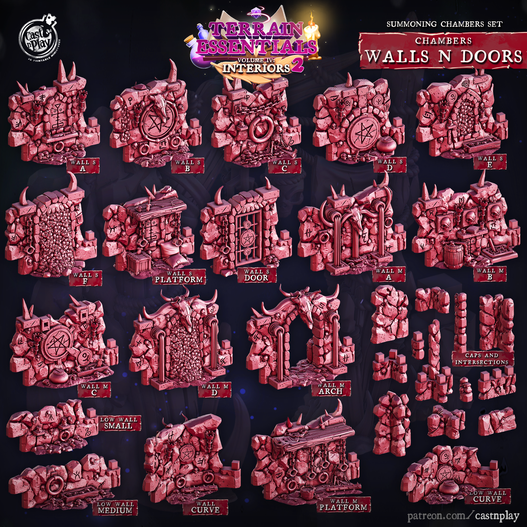 3D Printed Cast n Play Summoning Chambers Walls and Doors Set 28mm 32mm D&D (Online Only)