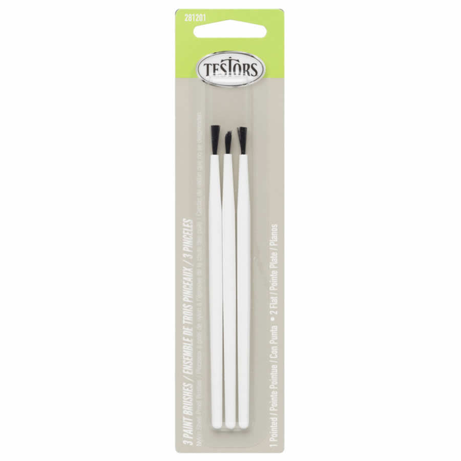 TES281201 3 Economy Brushes With 2 Medium And One Small Brush Testors (ONLINE ORDER ONLY)