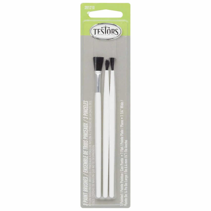 TES281210  Brush Assortment of Three Economy Brushes Testors (ONLINE ORDER ONLY)