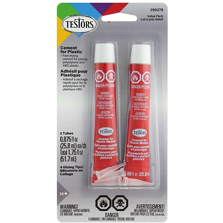 TES3509 Plastic Cement 2 Tube Value Pack 7/8 Ounce Each Testors (ONLINE ORDER ONLY)