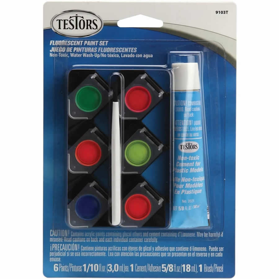 TES9103 Fluorescent Acrylic Paint Set Testors (ONLINE ORDER ONLY)