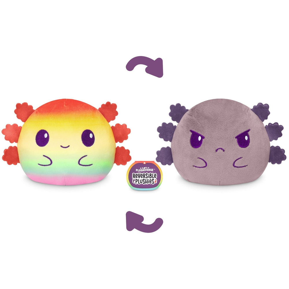 TeeTurtle Reversible Plushie: Kawaii Cuties - Axolotl Rainbows - 4" (ONLINE ORDER ONLY)