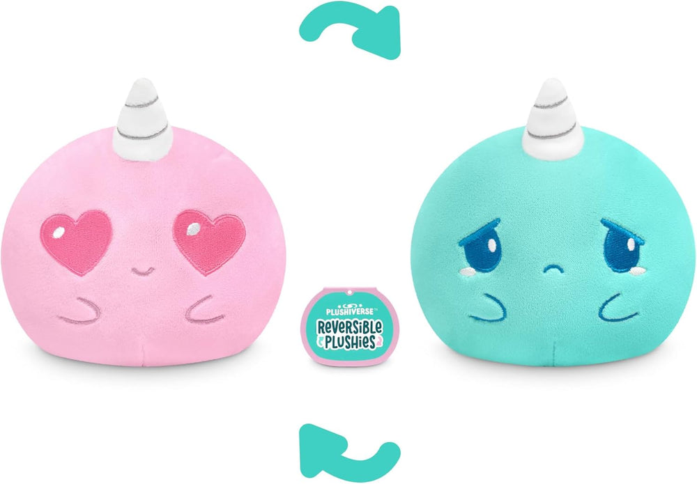 TeeTurtle Reversible Plushie: Lovestruck Narwhal (ONLINE ORDER ONLY)