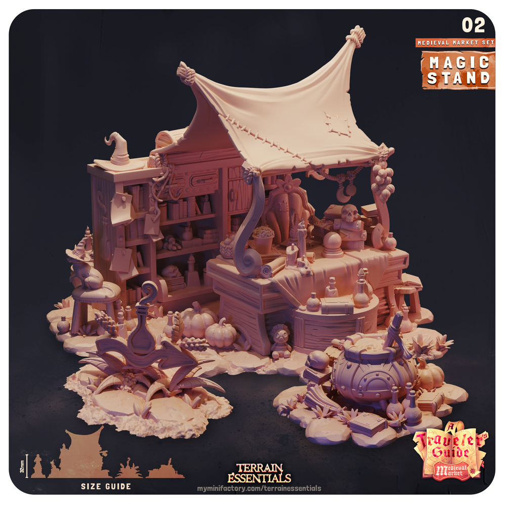 3D Printed Cast n Play Medieval Market Terrain Set 28mm 32mm D&D (Online Only)