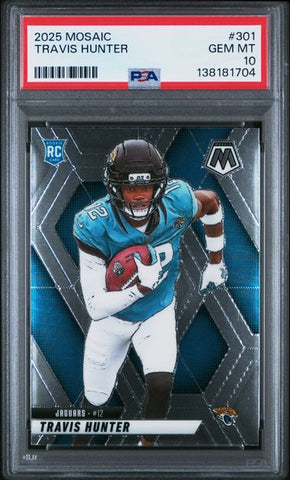 Graded 2025 Panini Mosaic Travis Hunter #301 Rookie RC Football Card PSA 10 Gem Mint (ONLINE ORDER ONLY)
