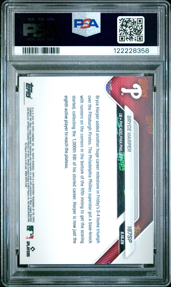 Graded 2025 Topps Now Bryce Harper #187SP Baseball Card PSA 8 Near Mint (ONLINE ORDER ONLY)