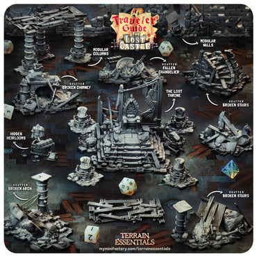 3D Printed Cast n Play Castle Scatter The Lost Castle Terrain Set 28mm 32mm D&D (Online Only)