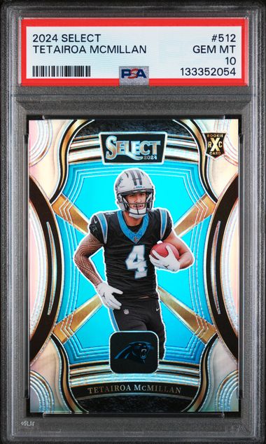 Graded 2024 Panini Select Tetairoa McMillan #512 XRC Rookie RC Football Card PSA 10 Gem Mint (ONLINE ORDER ONLY)