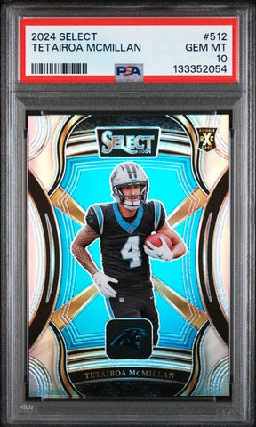 Graded 2024 Panini Select Tetairoa McMillan #512 XRC Rookie RC Football Card PSA 10 Gem Mint (ONLINE ORDER ONLY)