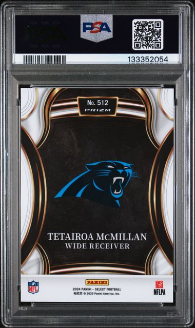 Graded 2024 Panini Select Tetairoa McMillan #512 XRC Rookie RC Football Card PSA 10 Gem Mint (ONLINE ORDER ONLY)