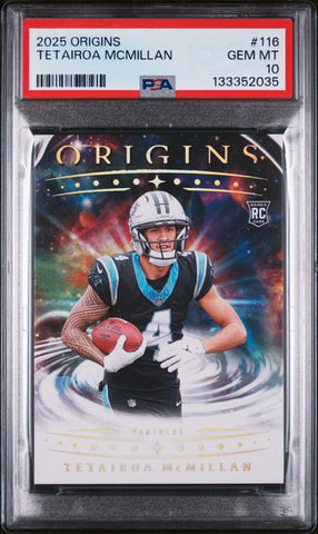 Graded 2025 Panini Origins Tetairoa McMillan #116 Rookie RC Football Card PSA 10 Gem Mint (ONLINE ORDER ONLY)