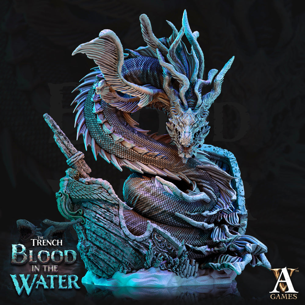 3D Printed Archvillain Games Vaiakvo Sea Dragon The Trench Blood In the Water 28 32mm D&D (Online Only)