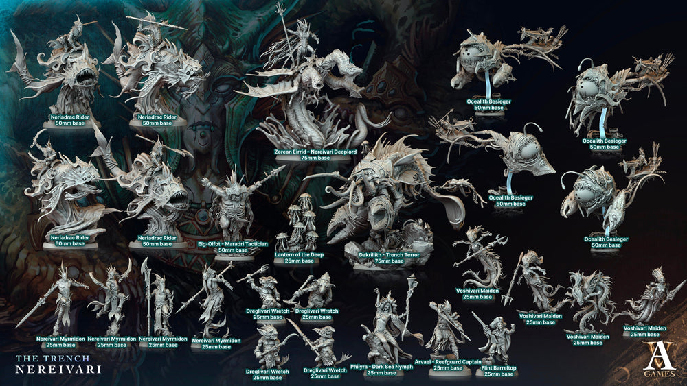 3D Printed Archvillain Games Voshivari Maiden The Trench Nereivari Archvillain Society Vol XXXV 28 32mm D&D (Online Only)