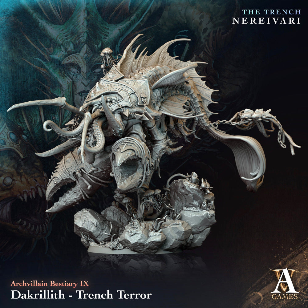 3D Printed Archvillain Games Dakrillith Trench Terror Archvillain Bestiary Vol IX 28 32mm D&D (Online Only)