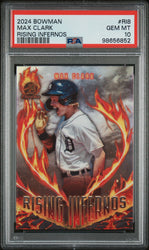 Graded 2024 Topps Bowman Max Clark #RI8 Rising Infernos Rookie RC Baseball Card PSA 10 Gem Mint (ONLINE ORDER ONLY)