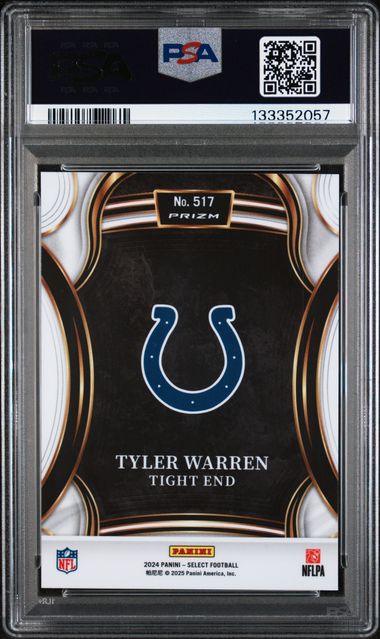 Graded 2024 Panini Select Tyler Warren #517 XRC Rookie RC Football Card PSA 10 Gem Mint (ONLINE ORDER ONLY)