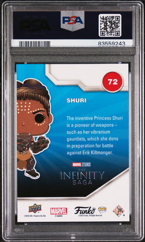 2023 UPPER DECK FUNKO POP MARVEL  SHURI PLATINUM #72  PSA 10 (Online Order Only)