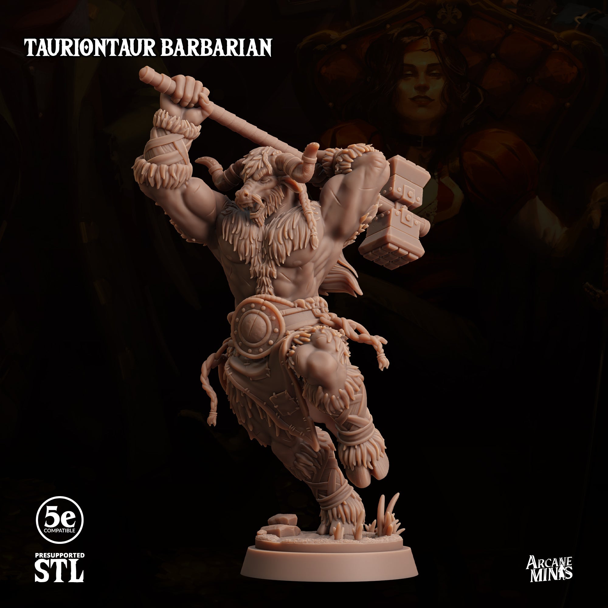 3D Printed Sordane Publishing Tauriontaur Barbarian 28 32mm D&D (Online Only)