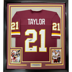 Framed Facsimile Autographed Sean Taylor 35x39 Washington Red Reprint Laser Auto Football Jersey (ONLINE ORDER ONLY)