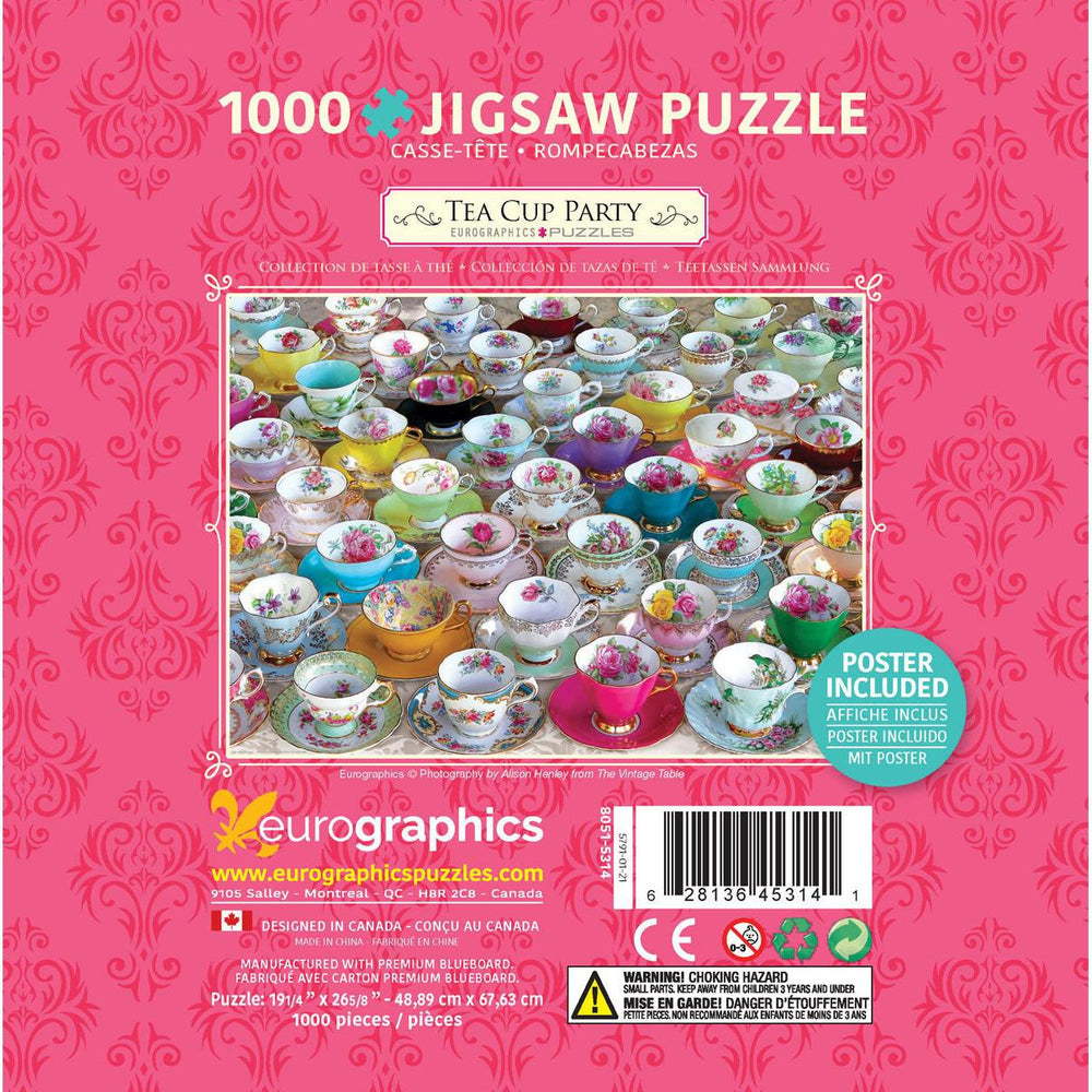 Tea Cup Party 1000 Piece Jigsaw Puzzle in Tin Eurographics (ONLINE ORDER ONLY)