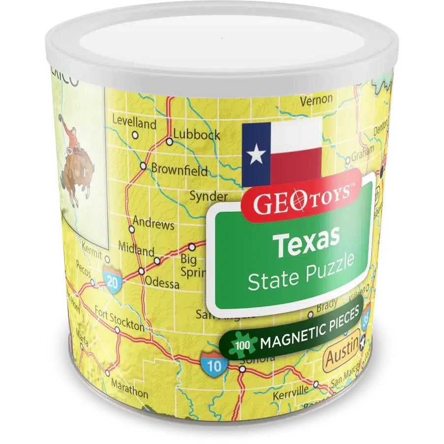 Texas State 100 Piece Magnetic Jigsaw Puzzle Geotoys (ONLINE ORDER ONLY)