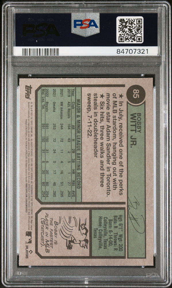 2023 TOPPS HERITAGE BOBBY WITT JR.  #85 - PSA 10 (Online Order Only)