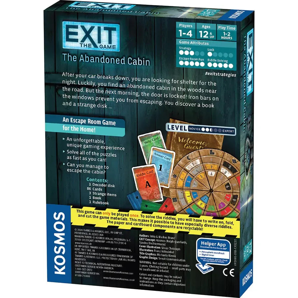 The Abandoned Cabin - Exit the Escape Room Game - Kosmos (ONLINE ORDER ONLY)