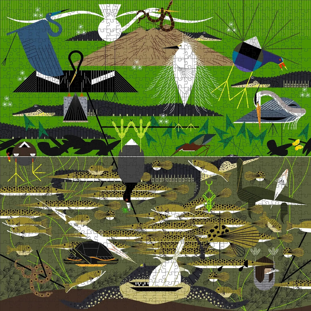The Everglades by Charley Harper 1000 Piece Jigsaw Puzzle Pomegranate