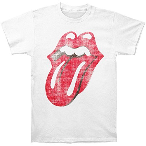 Men'S Stones Classic Distressed Tongue On White T-Shirt, White, Large [T-Shirt] (ONLINE ORDER ONLY)