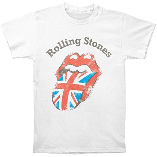 Men'S The Rolling Stones Distressed Union Jack T-Shirt,White,Small [T-Shirt] (ONLINE ORDER ONLY)