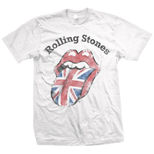 The Rolling Stones - Men'S The Rolling Stones Distressed Union Jack T-Shirt,White,X-Large [T-Shirt] (ONLINE ORDER ONLY)