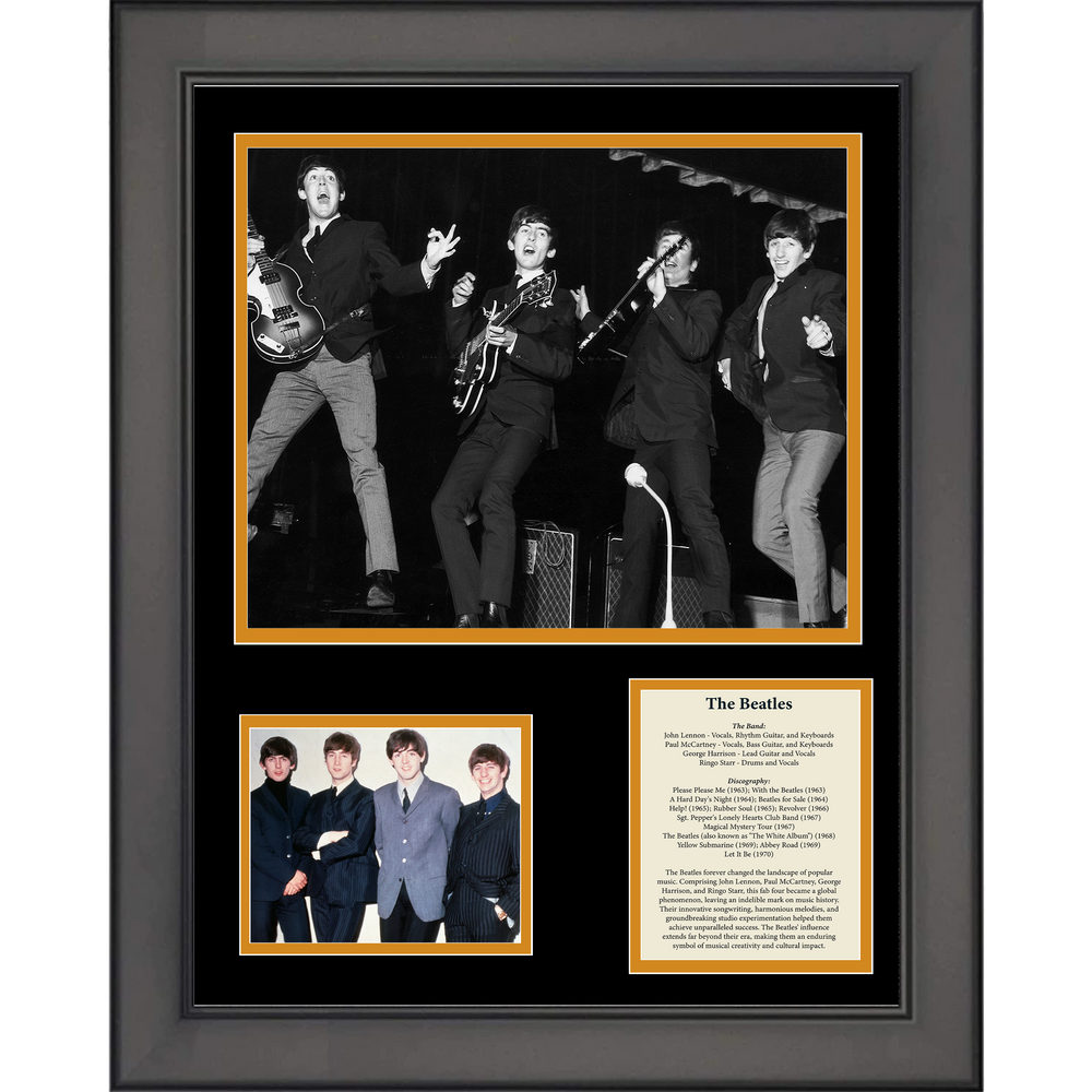Framed The Beatles Discography & Band Members 11"x14" Music Three Photo Collage (ONLINE ORDER ONLY)
