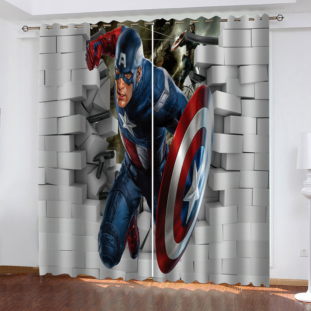 The Captain America Curtains Cosplay Blackout Window Drapes Decoration (Online Order Only)