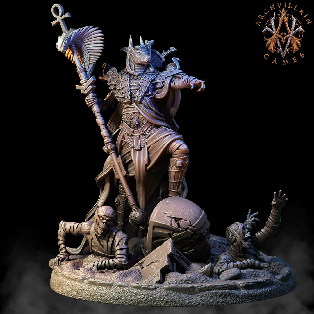3D Printed Archvillain Games The God King Anubis The Empire of Sands 28 32mm D&D (Online Only)
