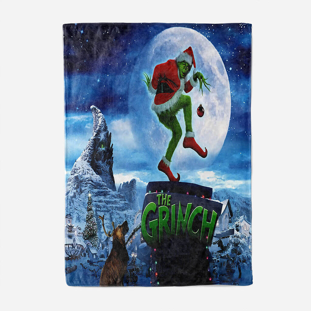 The Grinch Blanket Pattern Flannel Throw Room Decoration (Online Order Only)