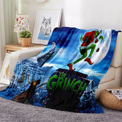 The Grinch Blanket Pattern Flannel Throw Room Decoration (Online Order Only)