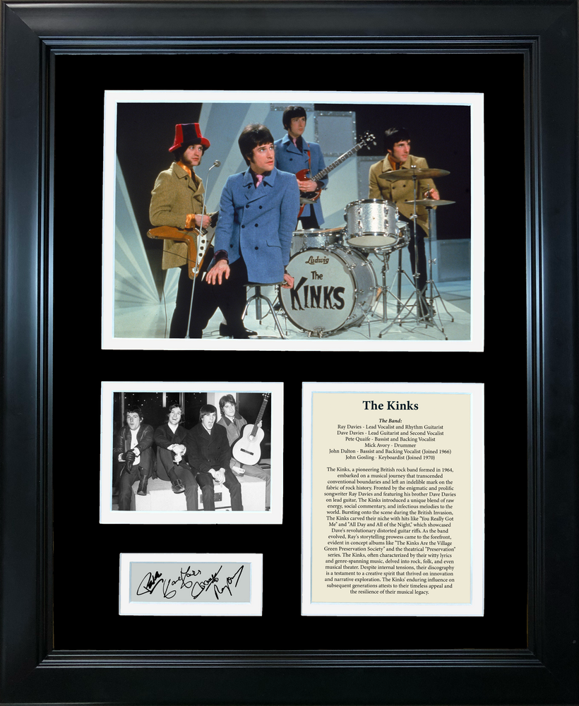 Framed The Kinks Band Discography Facsimile Laser Engraved Signatures Auto 11"x14" Music Photo Sig Collage (ONLINE ORDER ONLY)