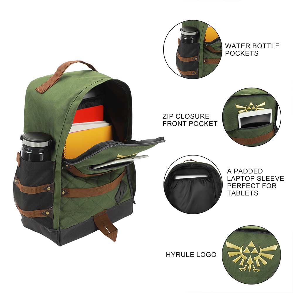 The Legend Of Zelda Hyrule Crest 17" Green adult Backpack (Online Order Only)
