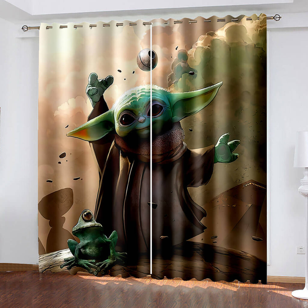 Baby Yoda Curtains Pattern Blackout Window Drapes (Online Order Only)