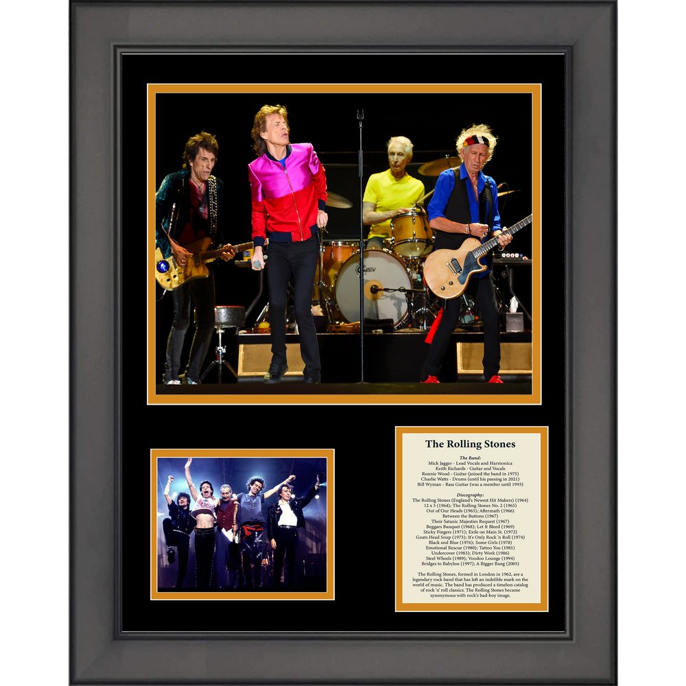 Framed The Rolling Stones Discography & Band Members 11"x14" Music Three Photo Collage (ONLINE ORDER ONLY)