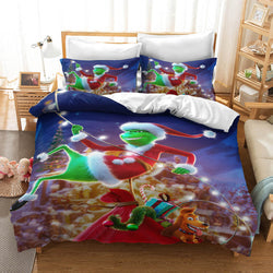 The Santa Grinch Christmas Cosplay Bedding Set Quilt Cover Without Filler (Online Order Only)
