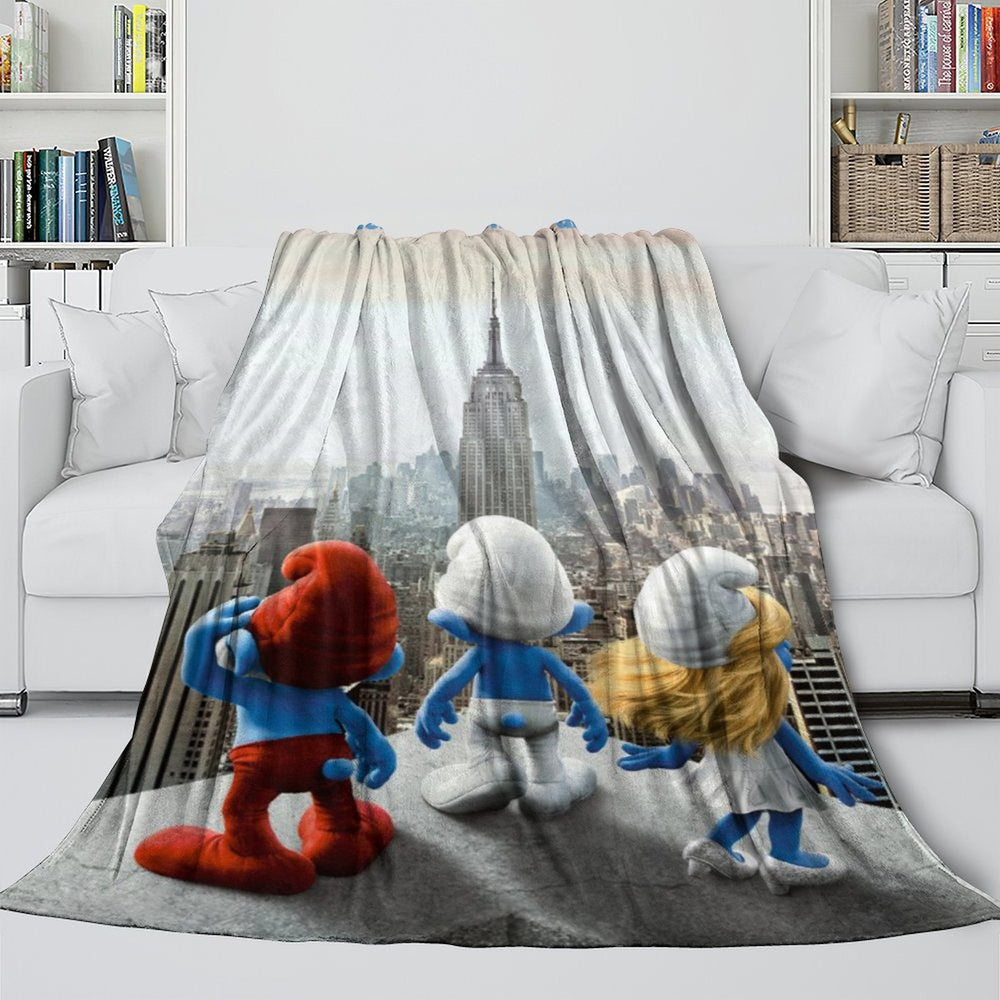 The Smurfs Blanket Flannel Throw Room Decoration (Online Order Only)