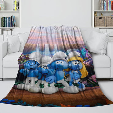 The Smurfs Blanket Flannel Throw Room Decoration (Online Order Only)
