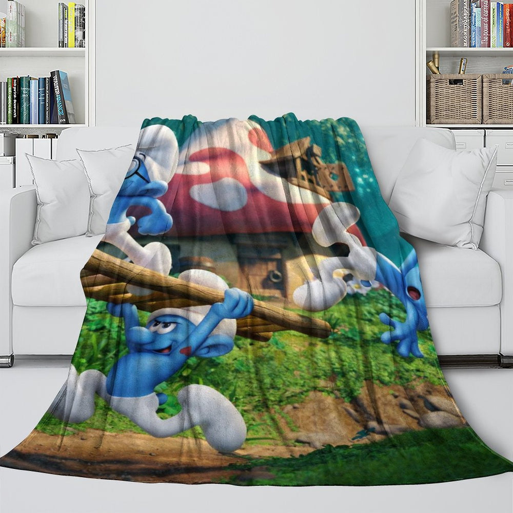 The Smurfs Blanket Flannel Throw Room Decoration (Online Order Only)