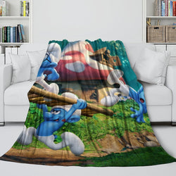 The Smurfs Blanket Flannel Throw Room Decoration (Online Order Only)