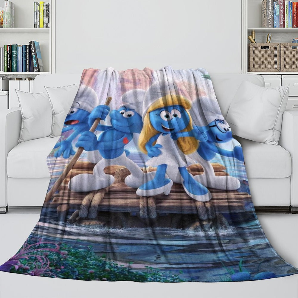 The Smurfs Blanket Flannel Throw Room Decoration (Online Order Only)